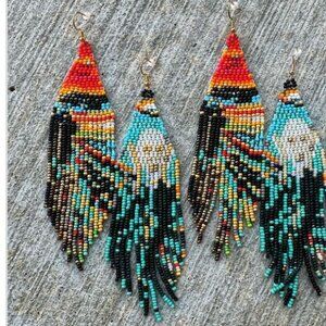 Single Pair of Edvard Munch Beaded Earrings Tassel Scream Art Inspired